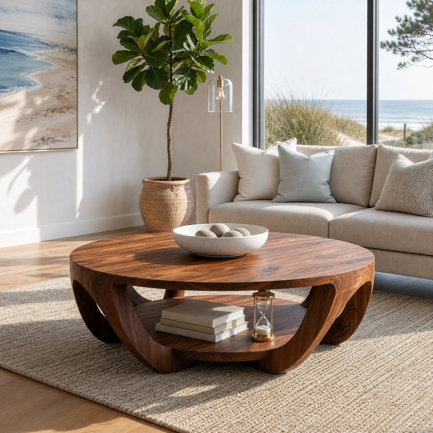 Modern Round Coffee Table With Shelving For Living Room - product view 6
