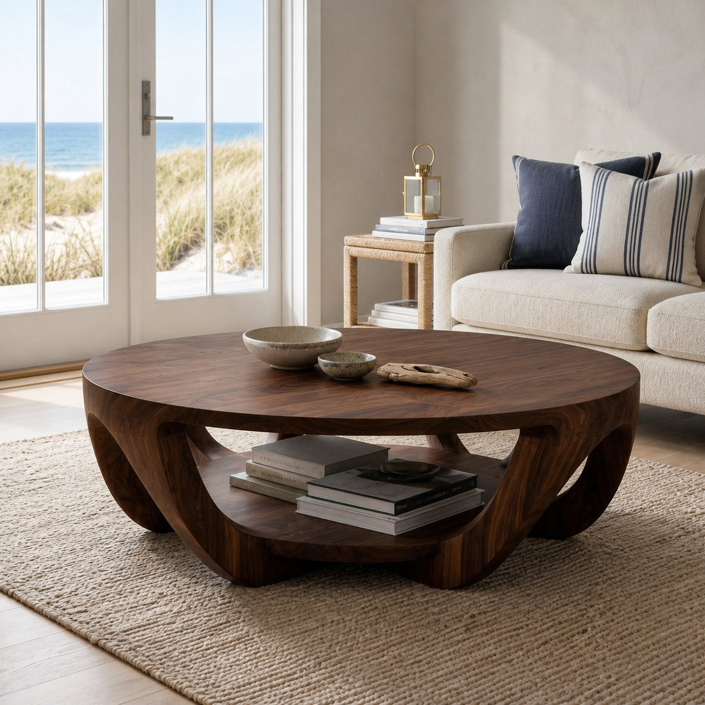 Modern Round Coffee Table With Shelving For Living Room - product view 7