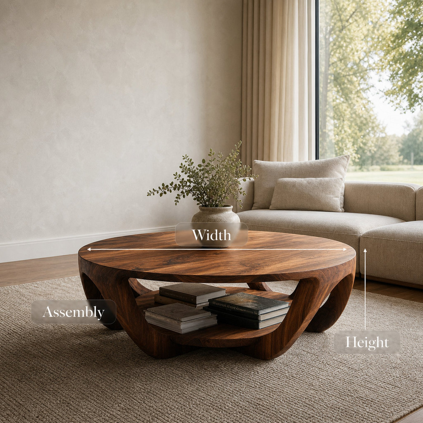 Modern Round Coffee Table With Shelving For Living Room - product view 8
