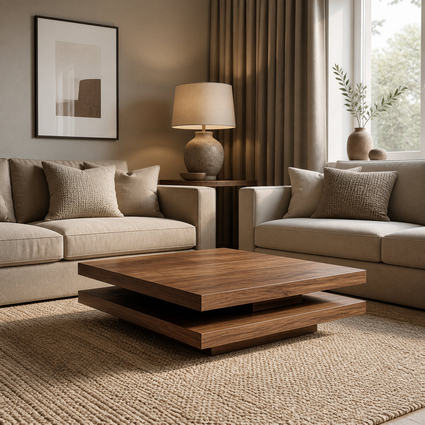 Modern Rustic Wooden Live Edge Coffee Table For Living Room - product view 6
