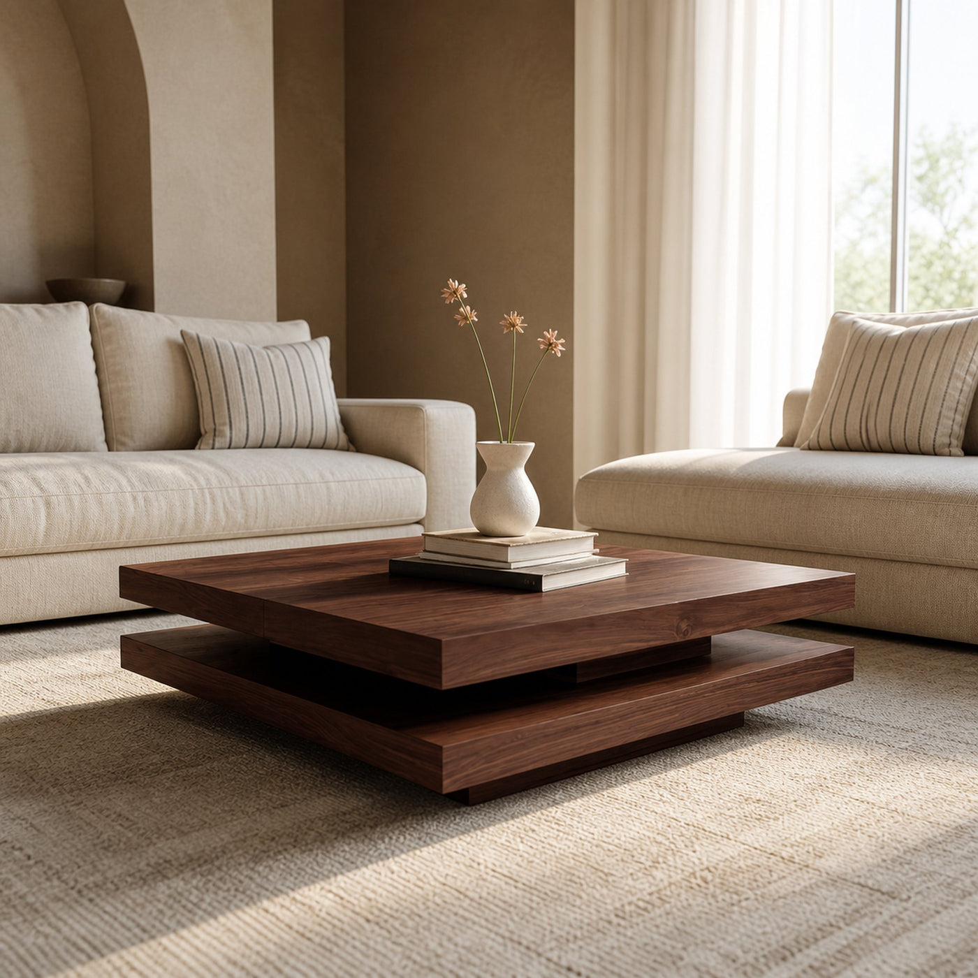 Modern Rustic Wooden Live Edge Coffee Table For Living Room - product view 7