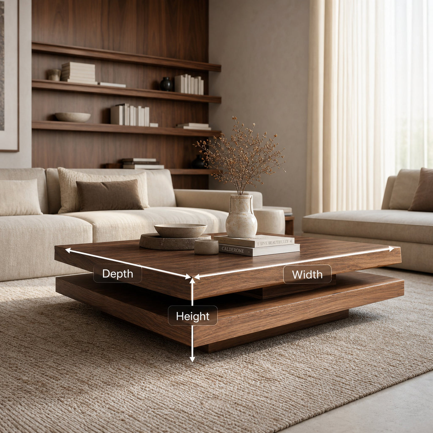 Modern Rustic Wooden Live Edge Coffee Table For Living Room - product view 8