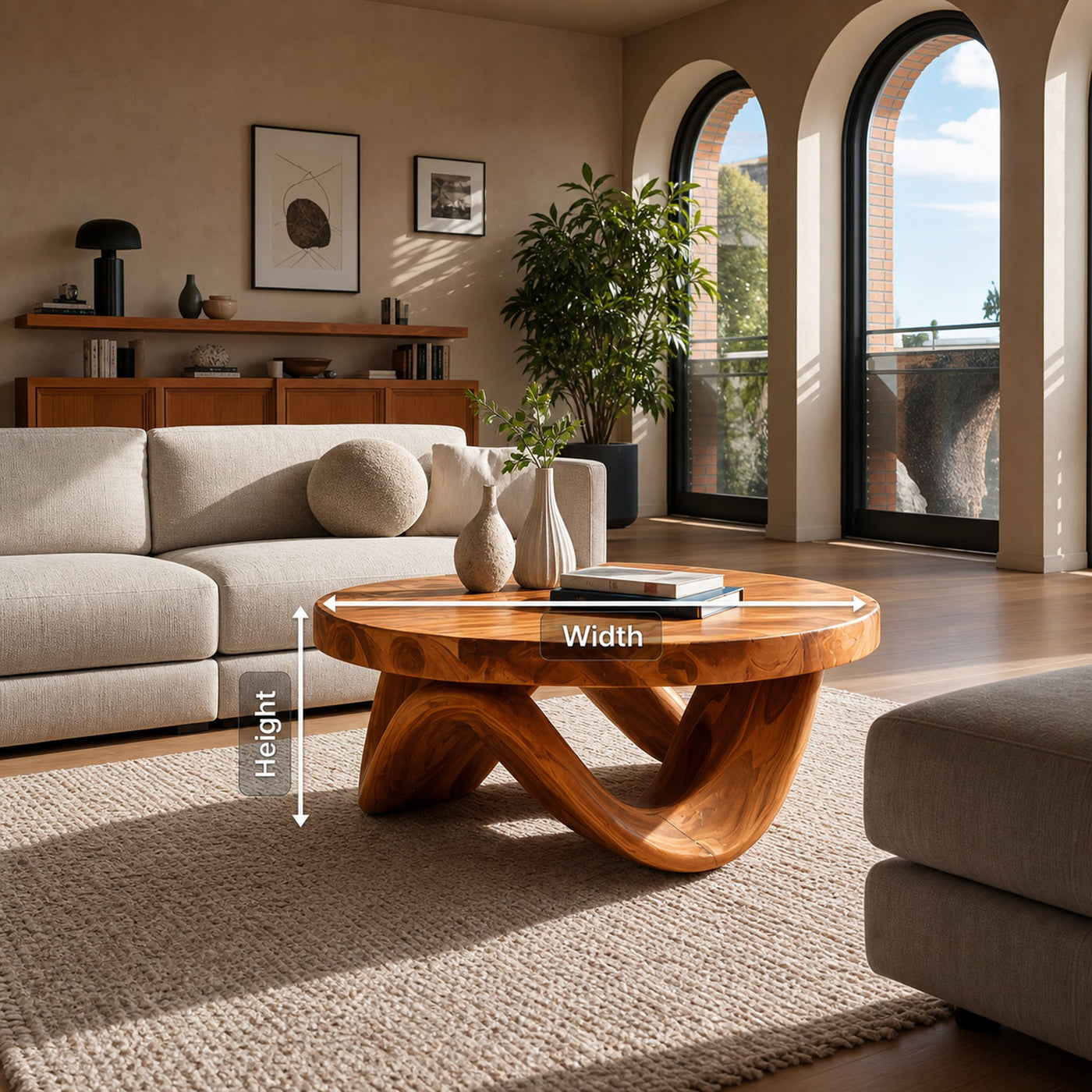 Modern Sculptural Coffee Table With Curved Base For Living - product view 8