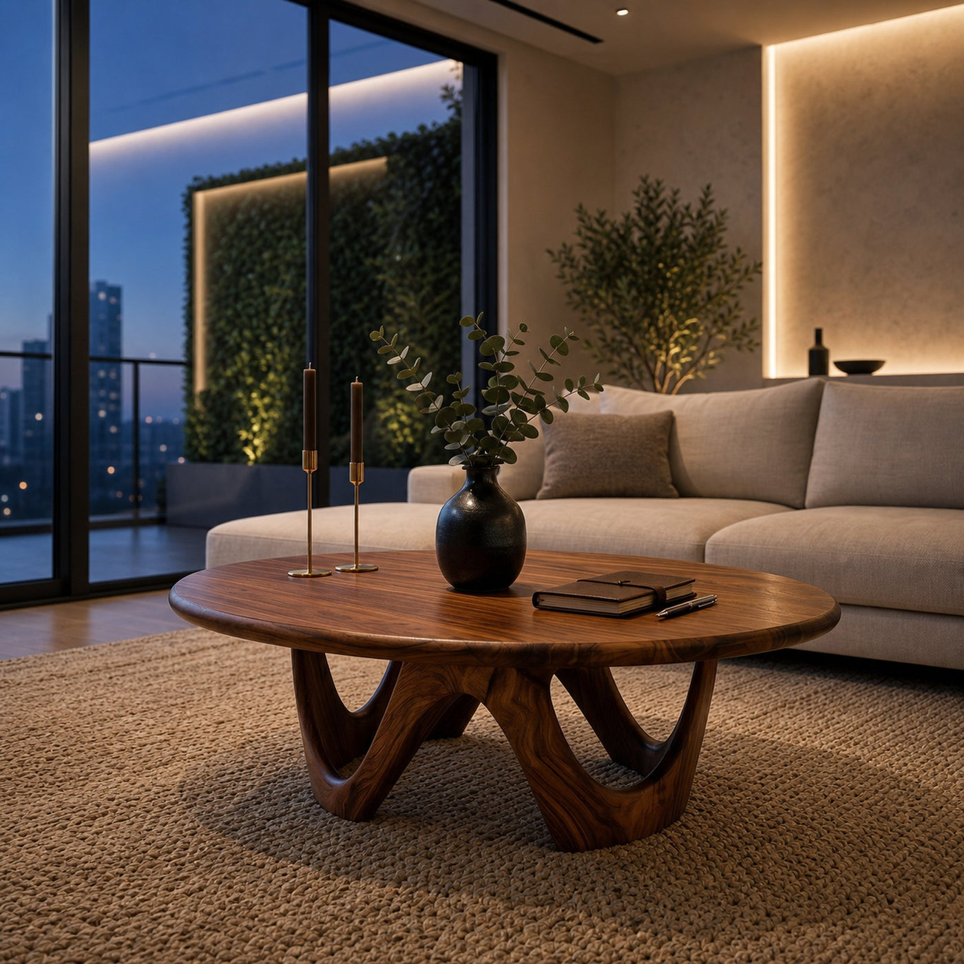Modern Sculptural Coffee Table With Curved Base For Living Room - product view 6