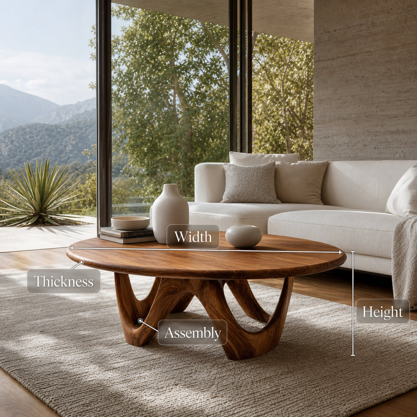 Modern Sculptural Coffee Table With Curved Base For Living Room - product view 8