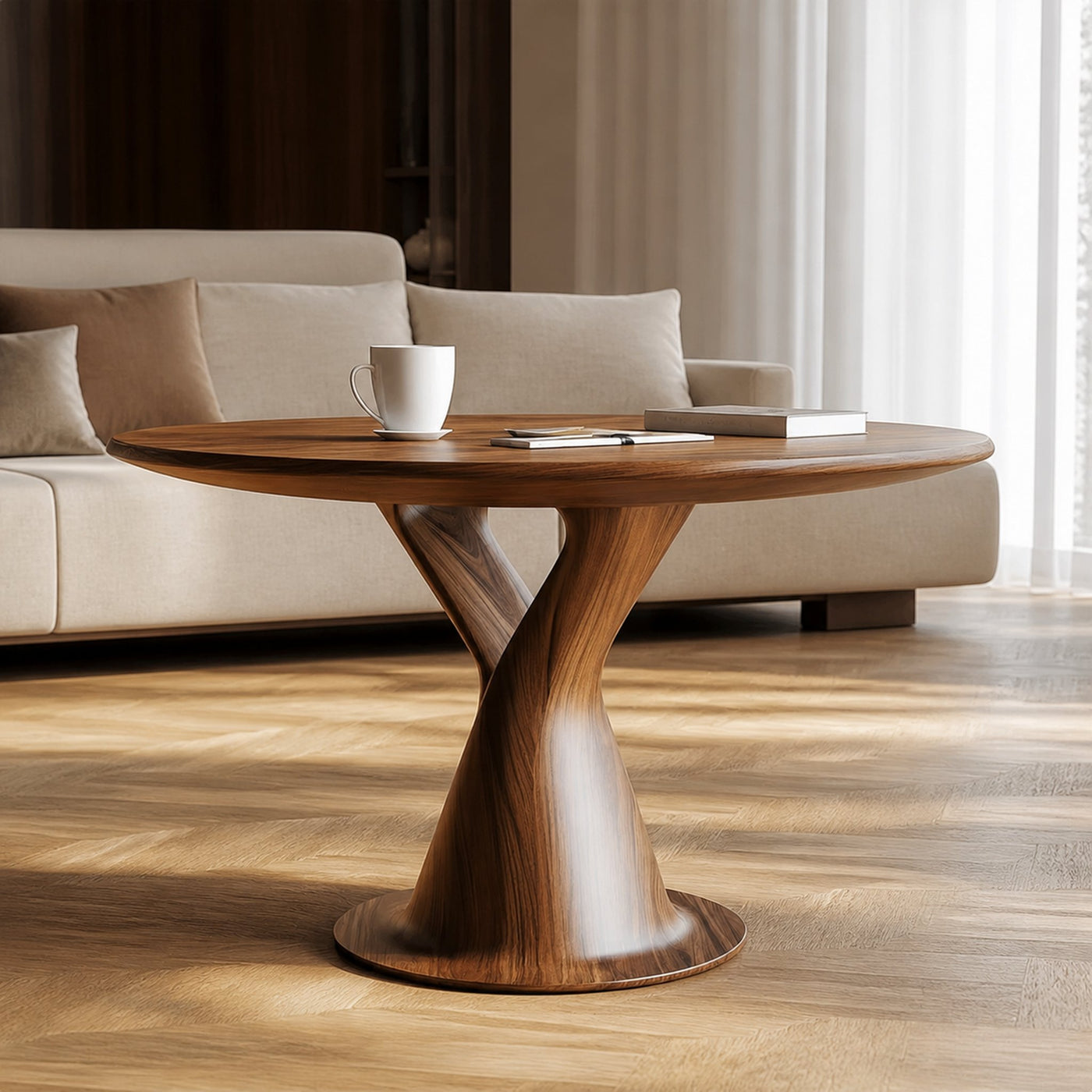 Modern Sculptural Round Coffee Table Living Room Lounge Room