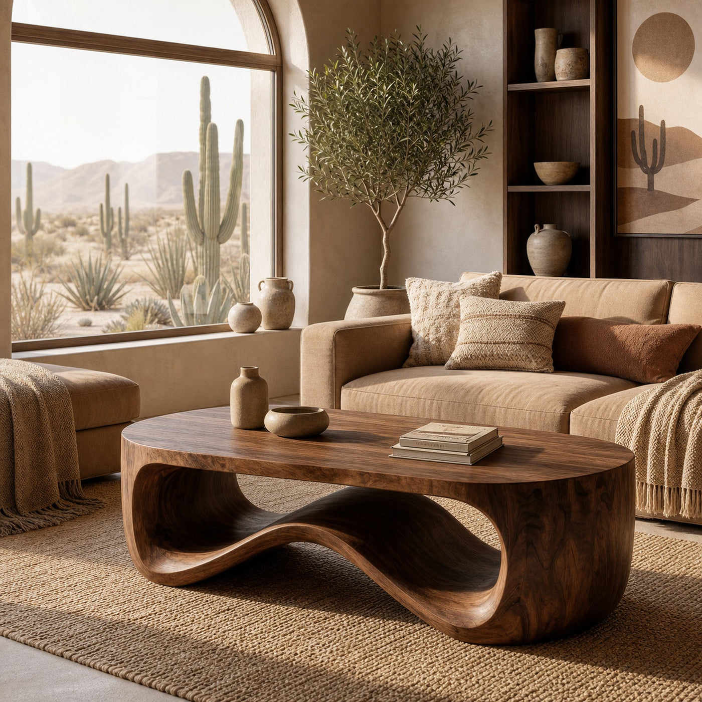 Modern Sculptural Wood Coffee Table For Living Room - product view 6