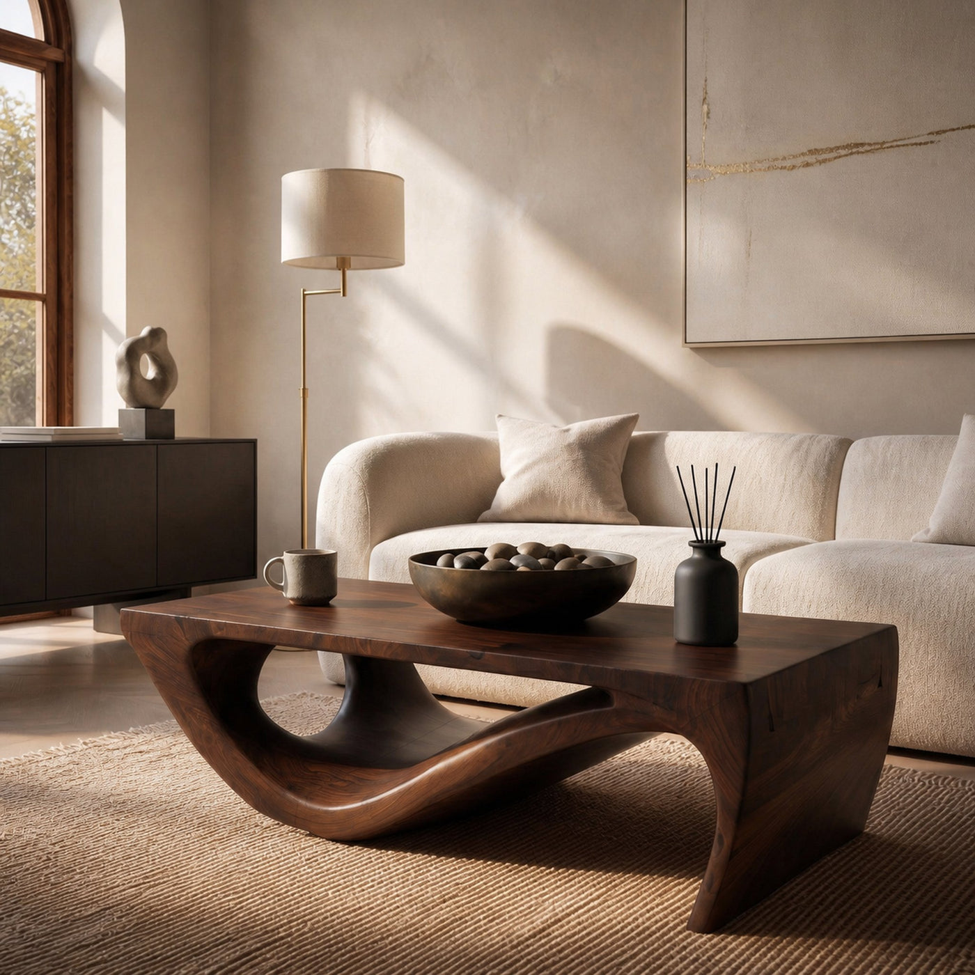 Modern Sculptural Wooden Coffee Table For Living Room - product view 7