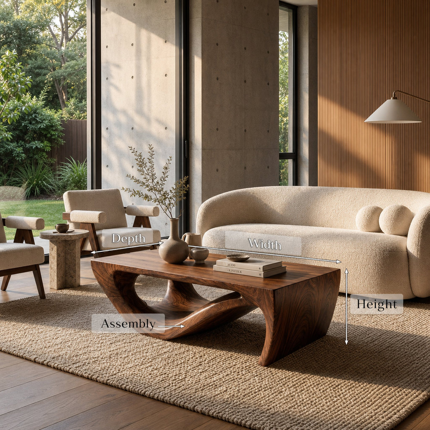 Modern Sculptural Wooden Coffee Table For Living Room - product view 8