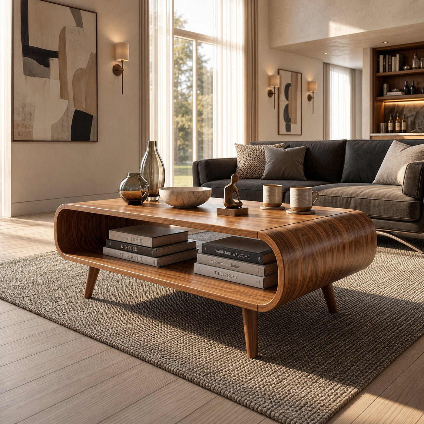 Modern Shelf Coffee Table For Open Living Room