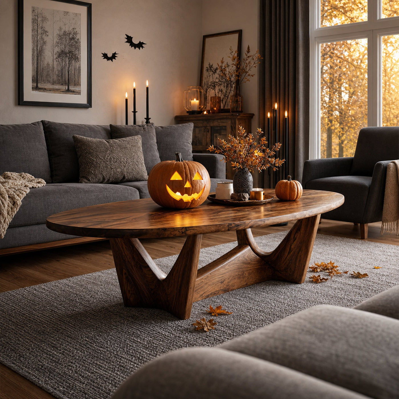 Modern Solid Wood Coffee Table Entryway Design Halloween Inspired