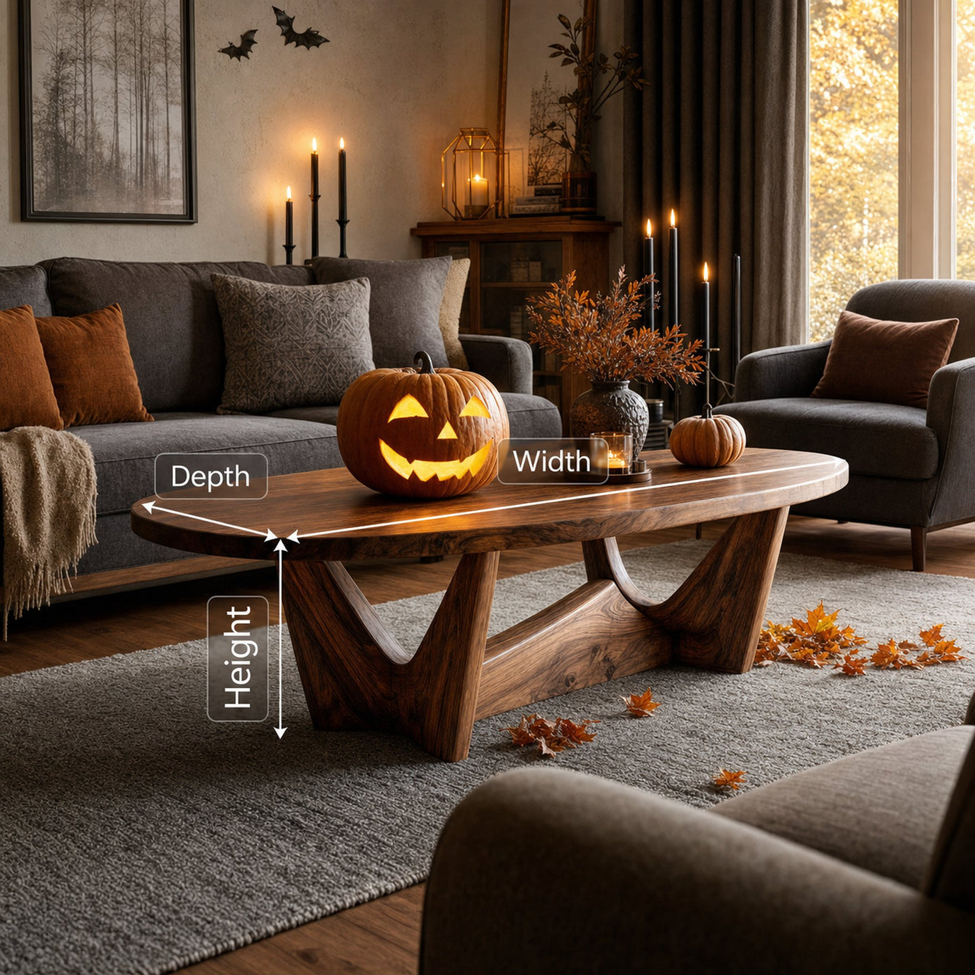 Modern Solid Wood Coffee Table Entryway Design Halloween Inspired - product view 6