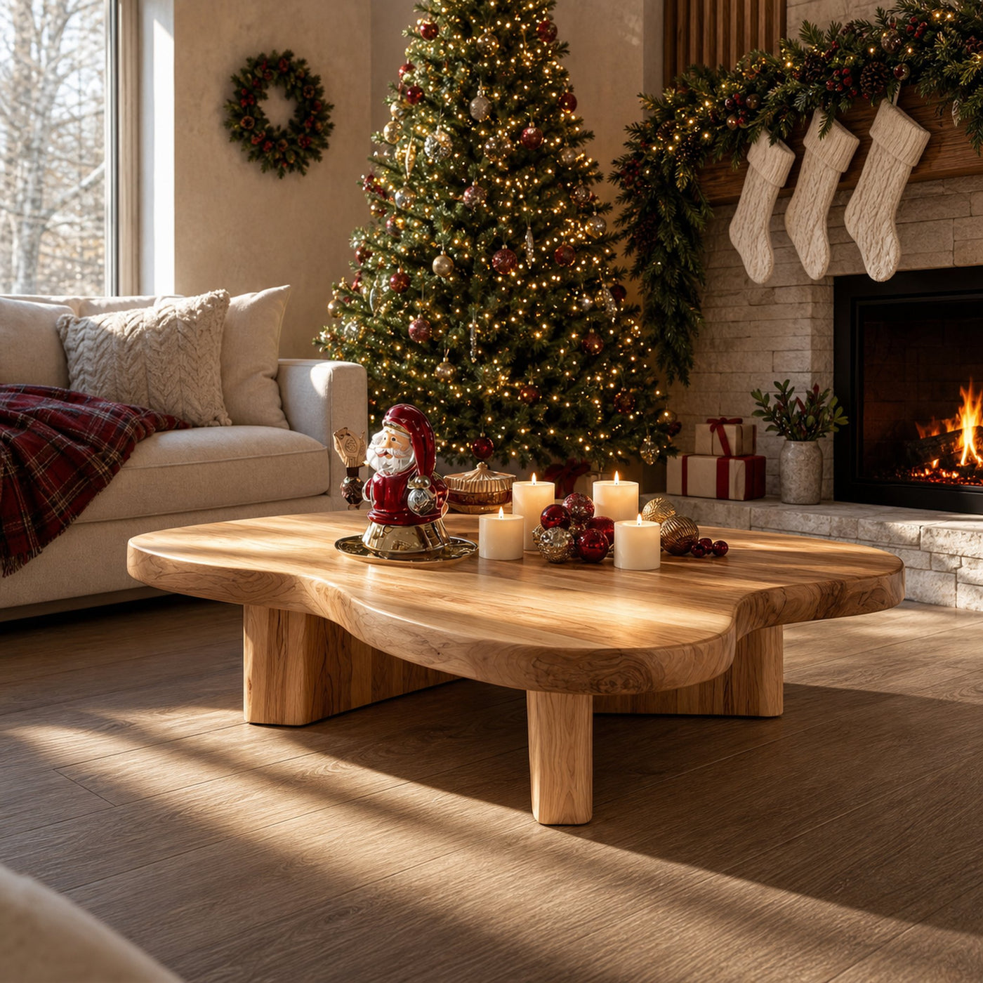 Modern Solid Wood Coffee Table For Christmas Furniture Decor
