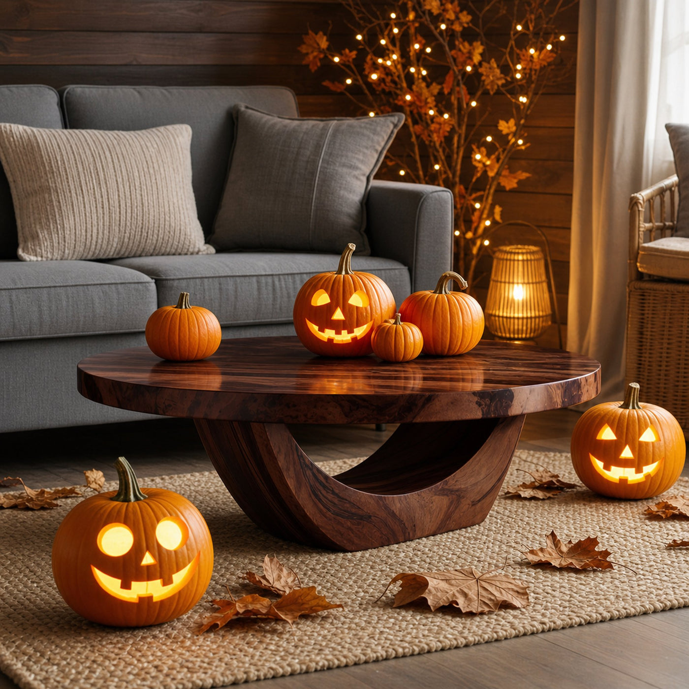 Modern Solid Wood Coffee Table For Living Room Ghostly Halloween - product view 7
