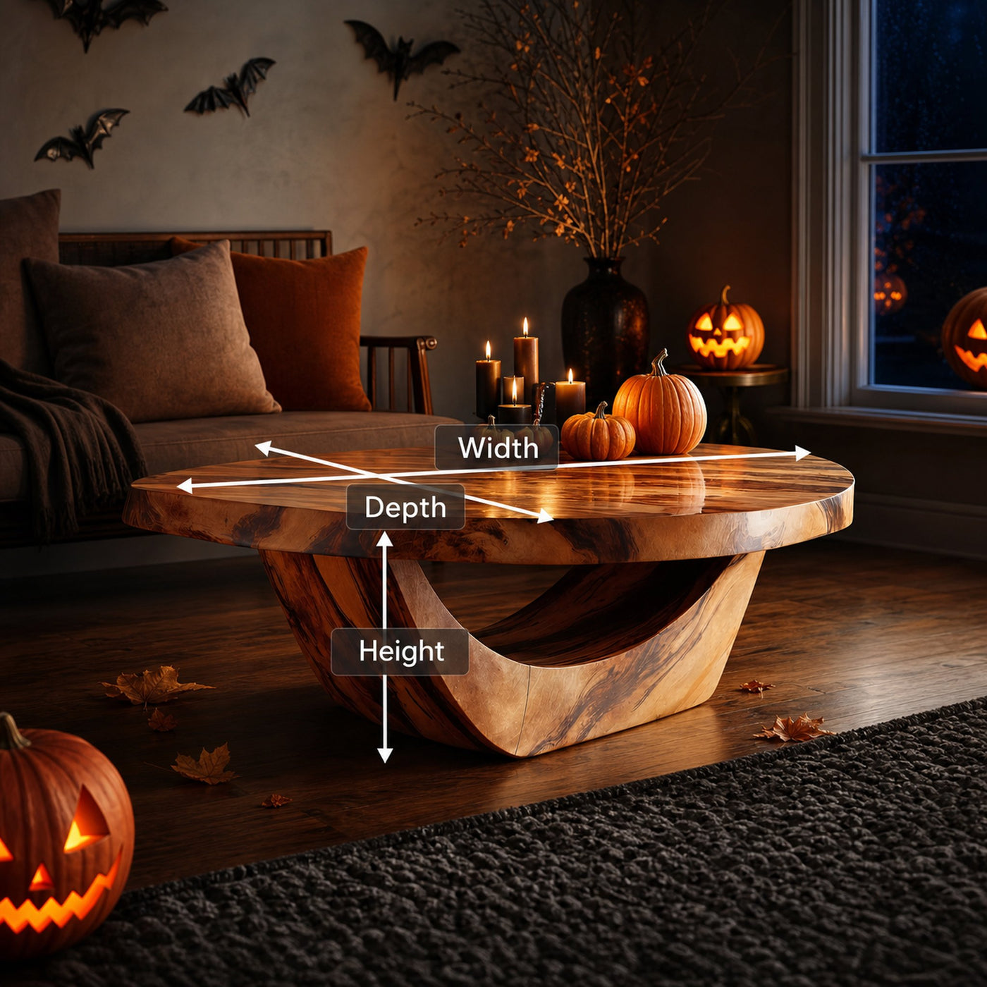 Modern Solid Wood Coffee Table For Living Room Ghostly Halloween - product view 8