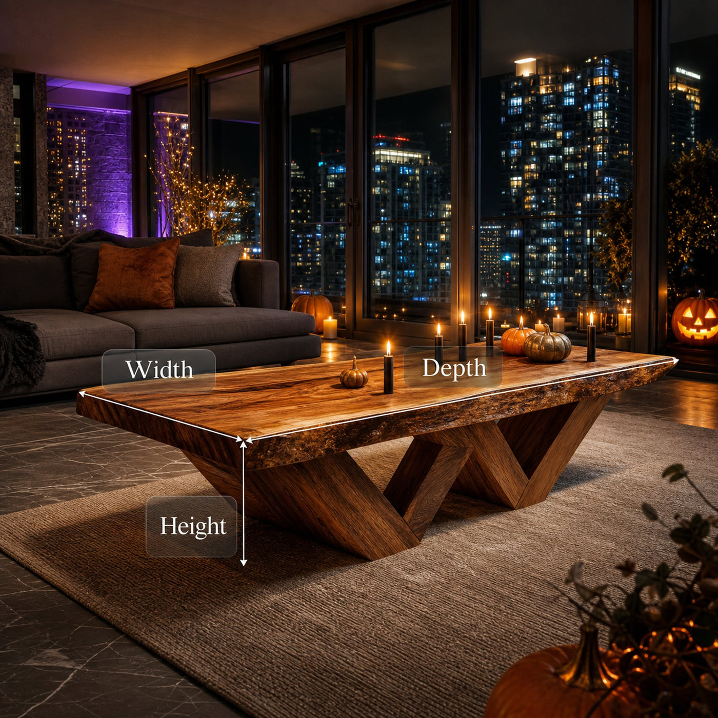 Modern Solid Wood Coffee Table Furniture Decor Pumpkin Autumn Touch - product view 6