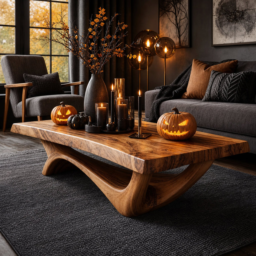 Modern Solid Wood Coffee Table Livingroom Decor Spooky Haunted Style