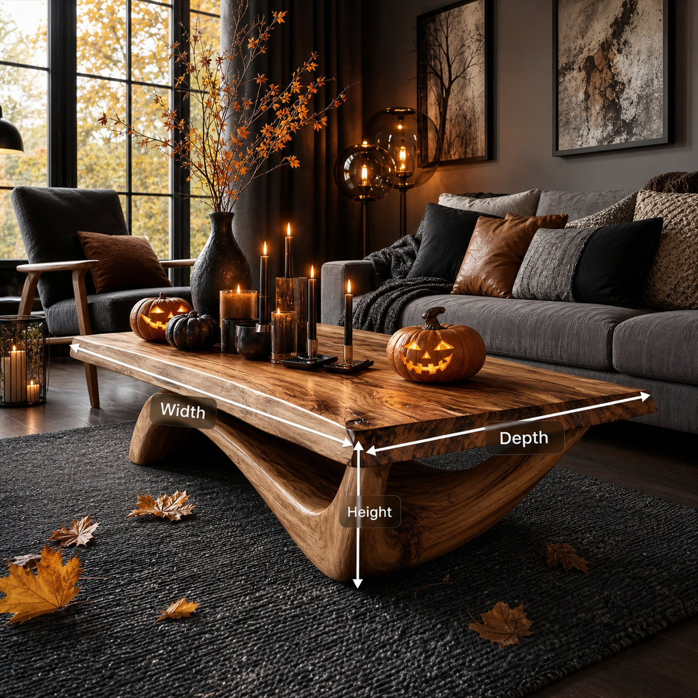 Modern Solid Wood Coffee Table Livingroom Decor Spooky Haunted Style - product view 8