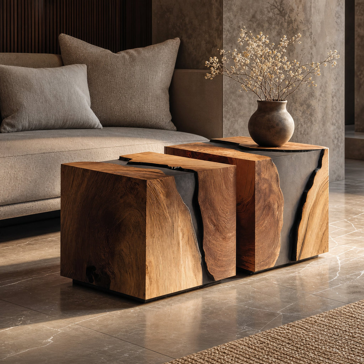 Modern Solid Wood Cube Coffee Table For Furniture Decor
