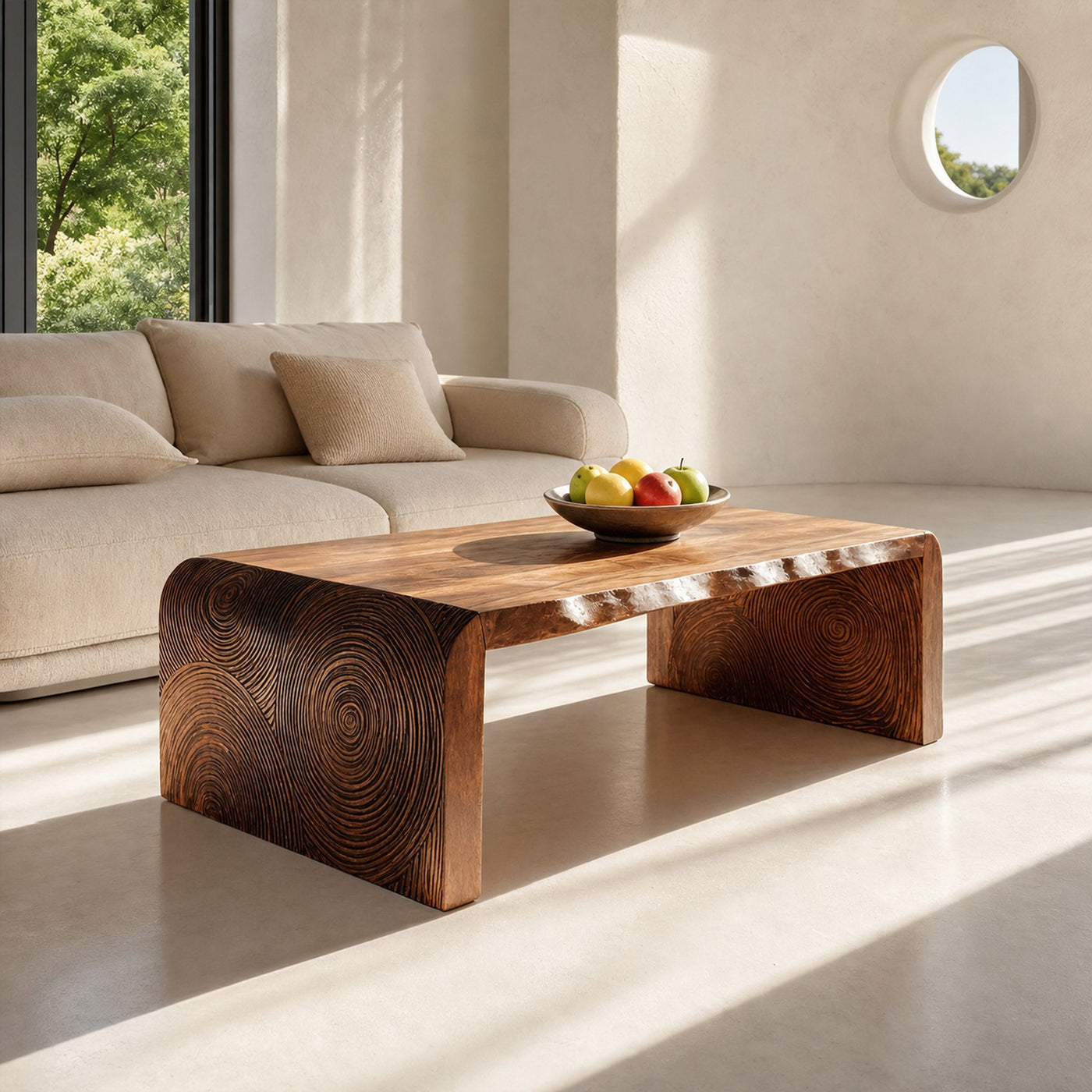 Modern Solid Wood Irregular Coffee Table For Living Room