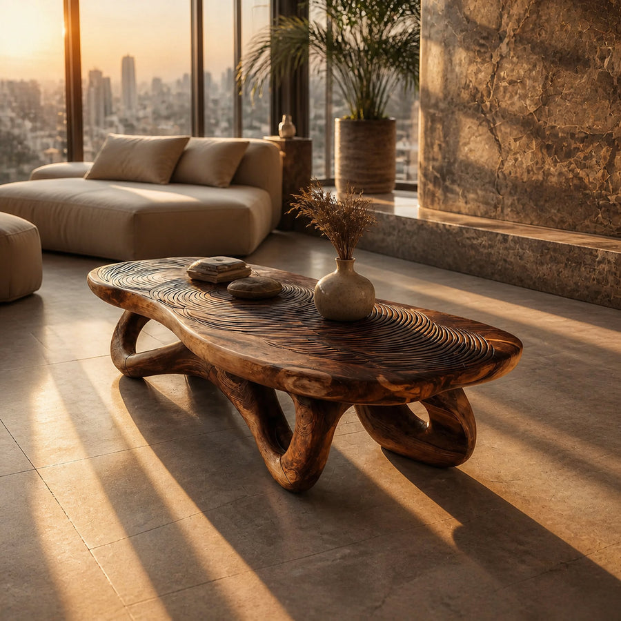 Modern Solid Wood Live Edge Coffee Table For Living Room