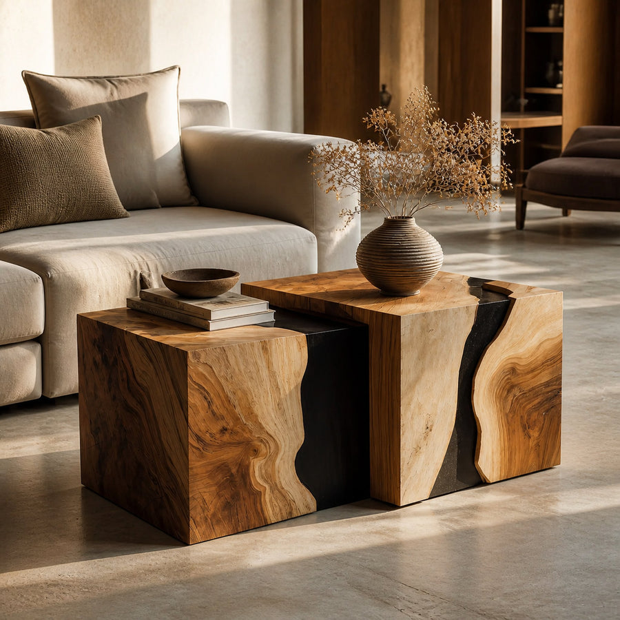 Modern Solid Wood Square Coffee Table For Living Room