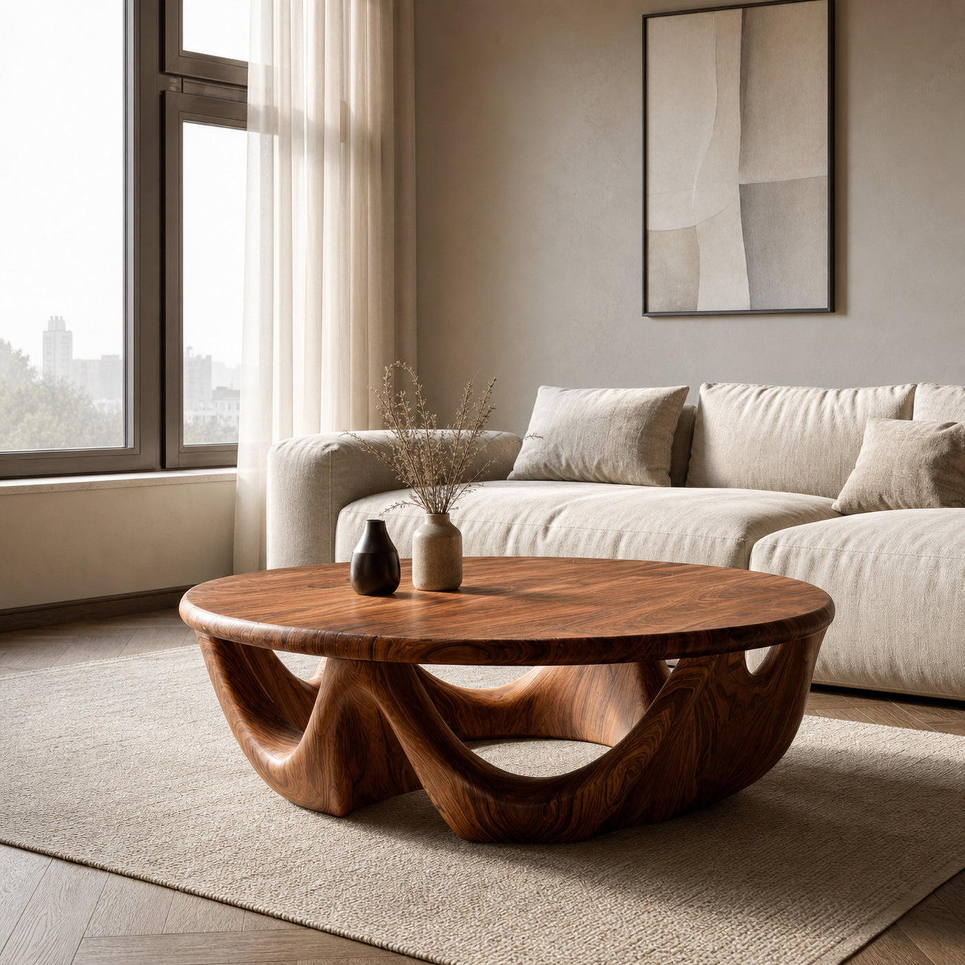 Modern Wave Base Coffee Table For Living Room Decor