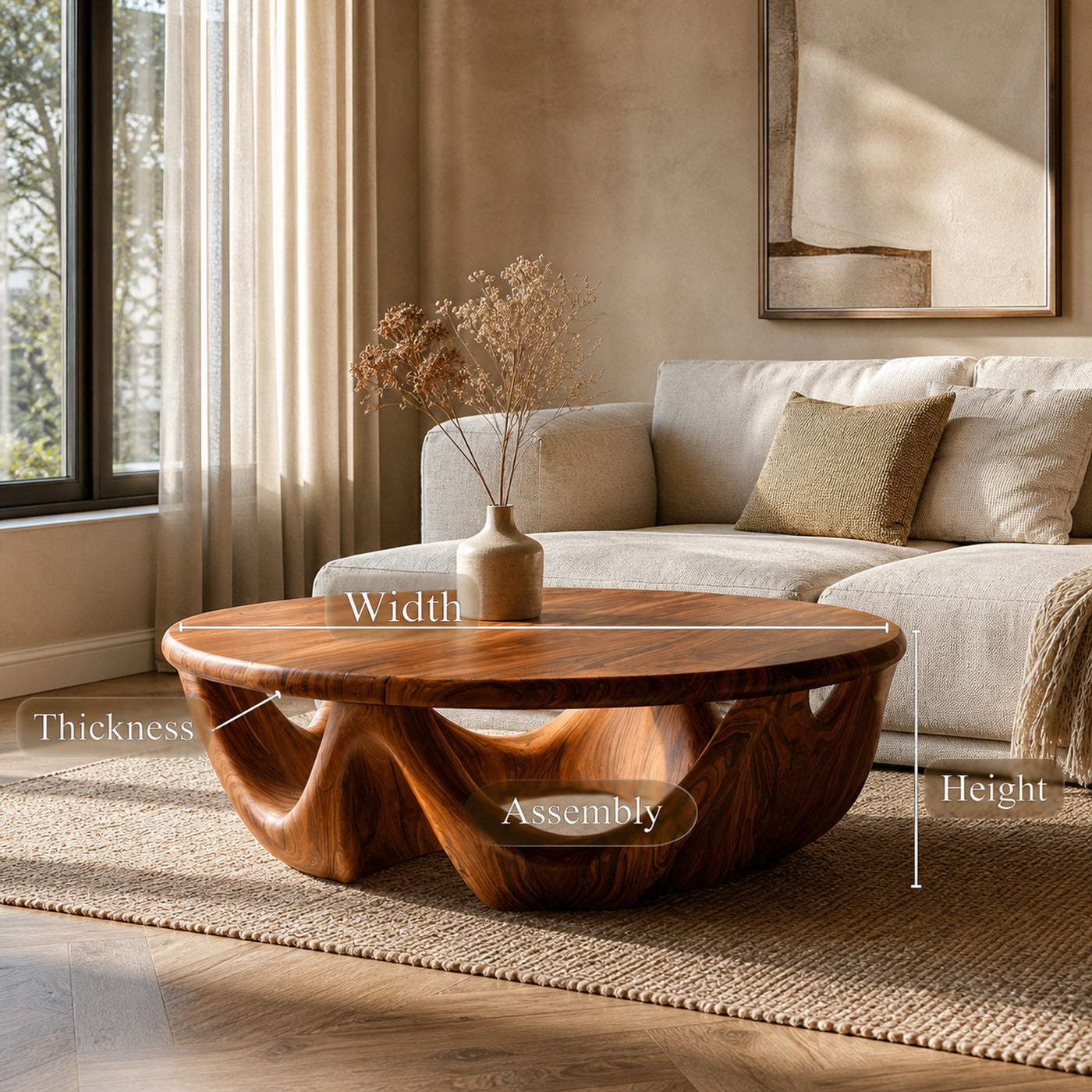 Modern Wave Base Coffee Table For Living Room Decor - product view 8