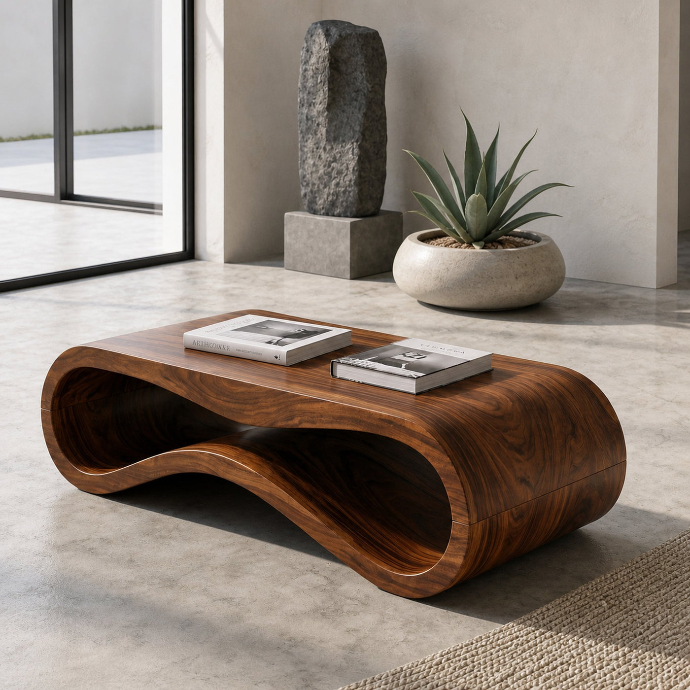 Modern Wave Coffee Table With Drawer For Living Room - product view 4