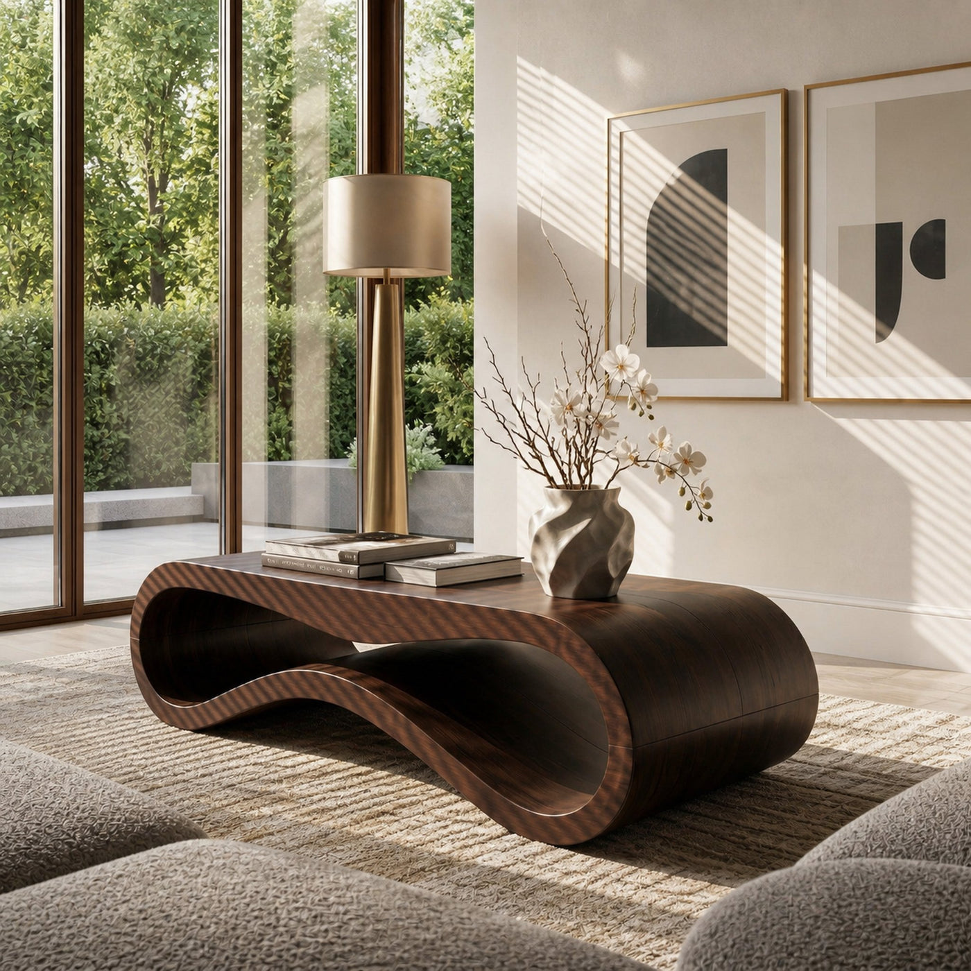 Modern Wave Coffee Table With Drawer For Living Room - product view 5