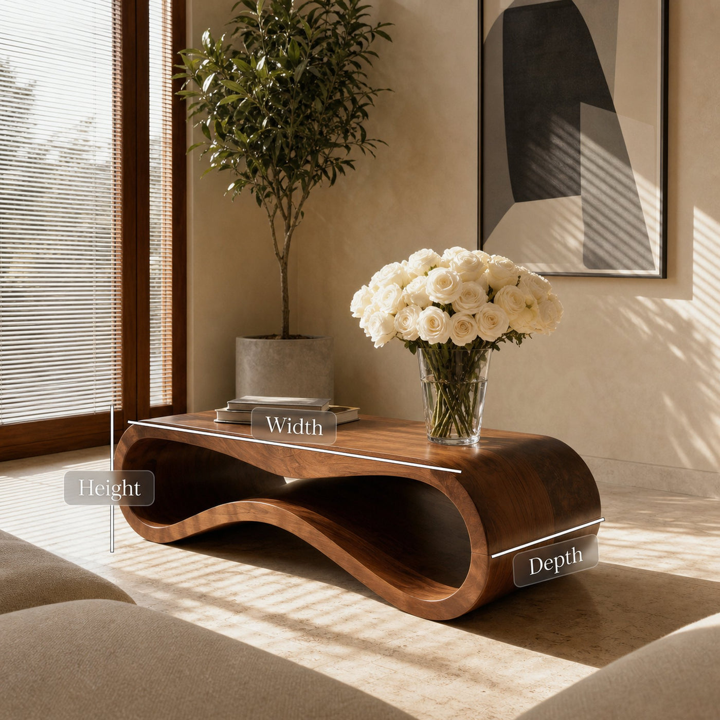 Modern Wave Coffee Table With Drawer For Living Room - product view 7