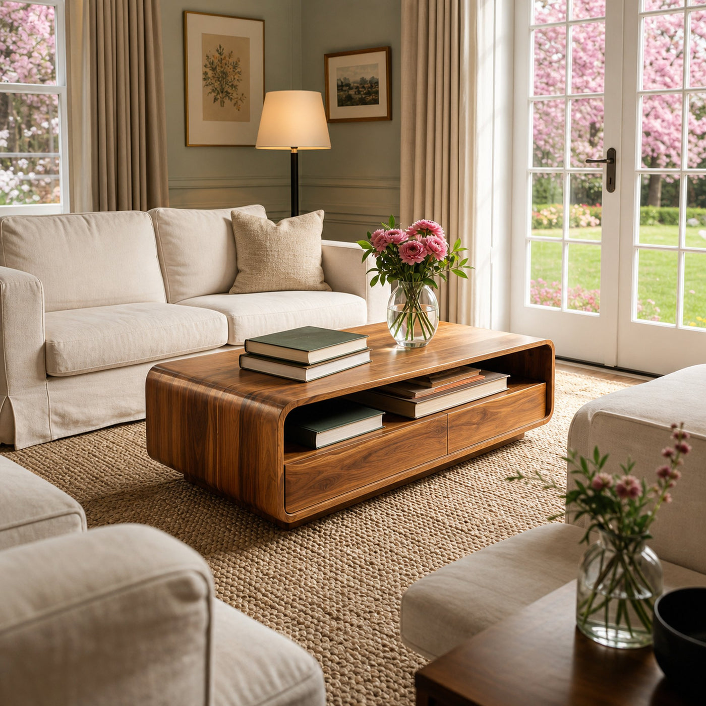 Modern Wood Coffee Table With Drawer For Living - product view 6