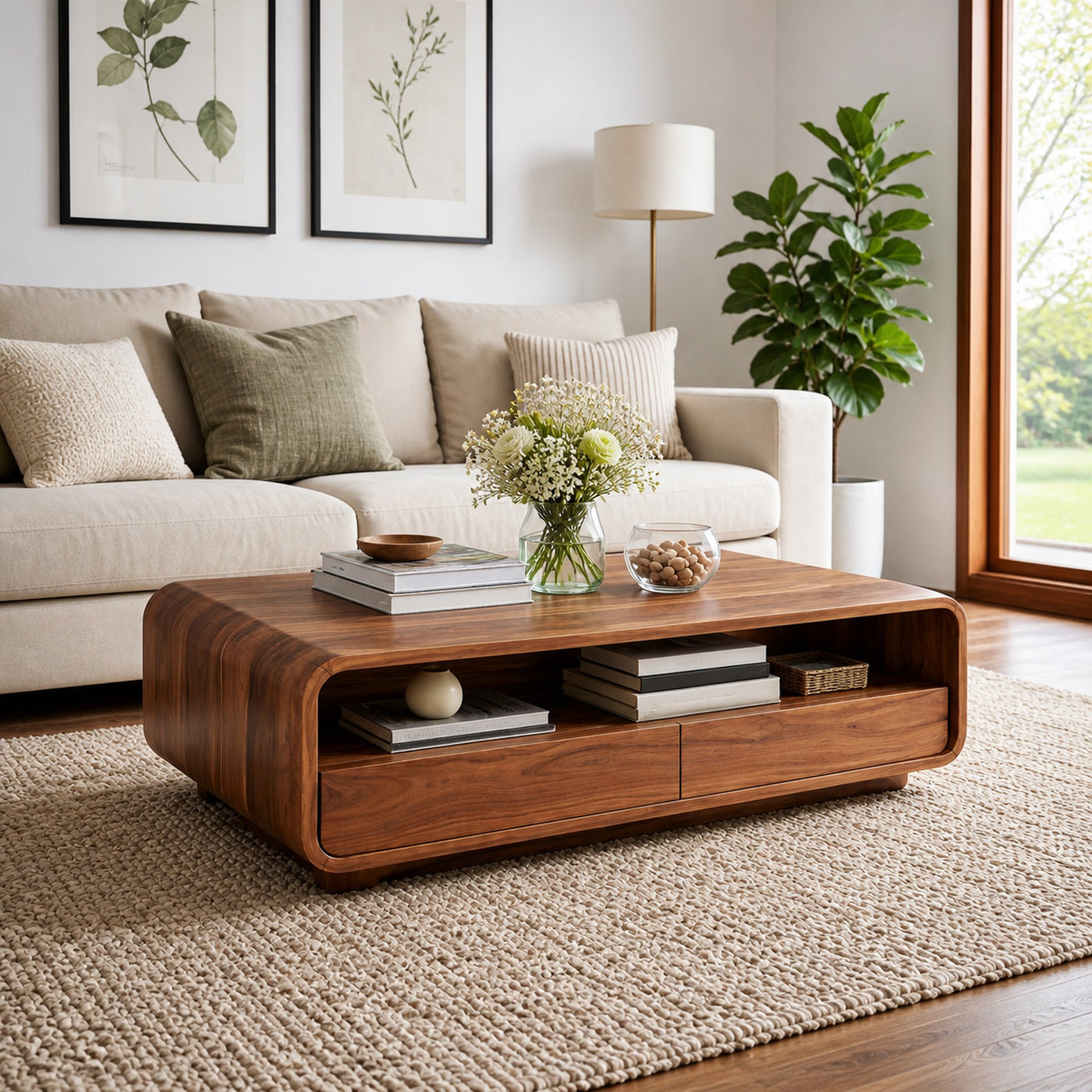 Modern Wood Coffee Table With Drawer For Living - product view 8
