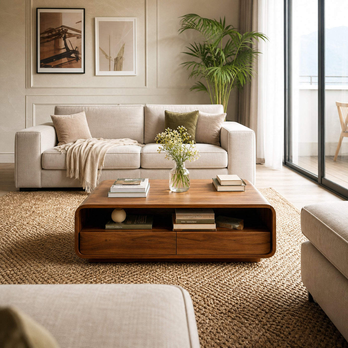 Modern Wood Coffee Table With Drawer For Living - product view 9
