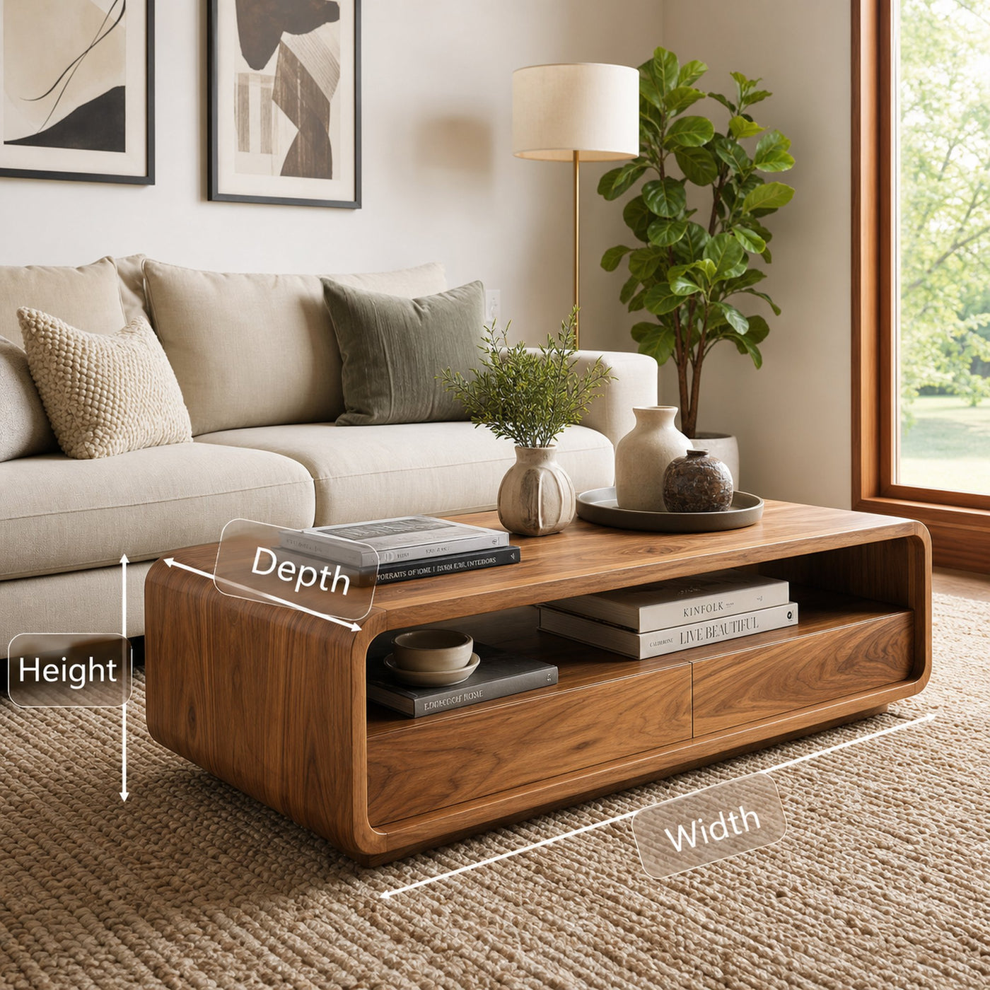 Modern Wood Coffee Table With Drawer For Living - product view 10