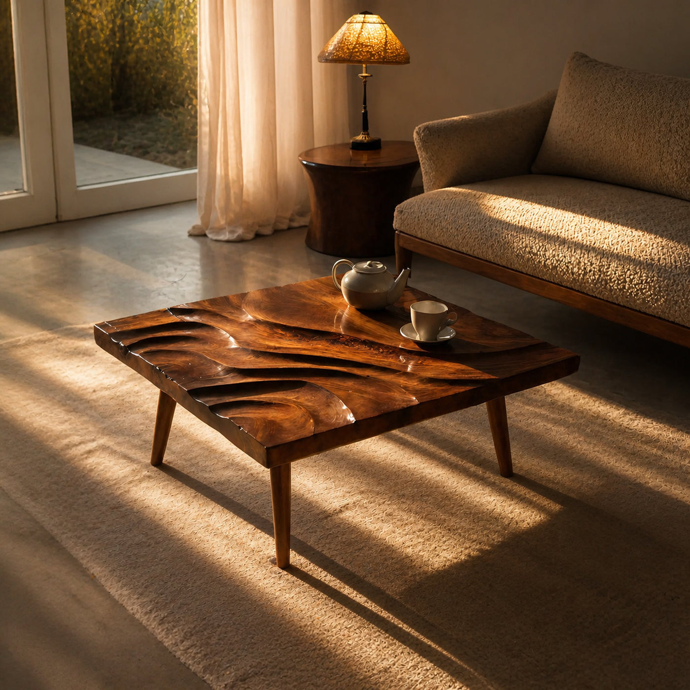 Modern Wooden Abstract Coffee Table For Living Room Decor