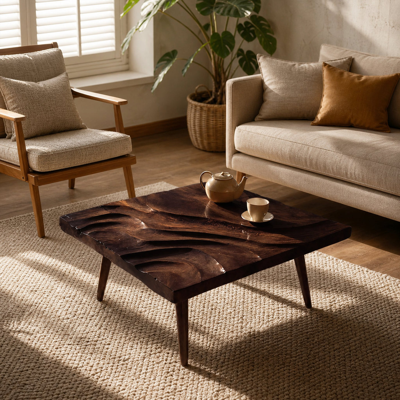 Modern Wooden Abstract Coffee Table For Living Room Decor - product view 7