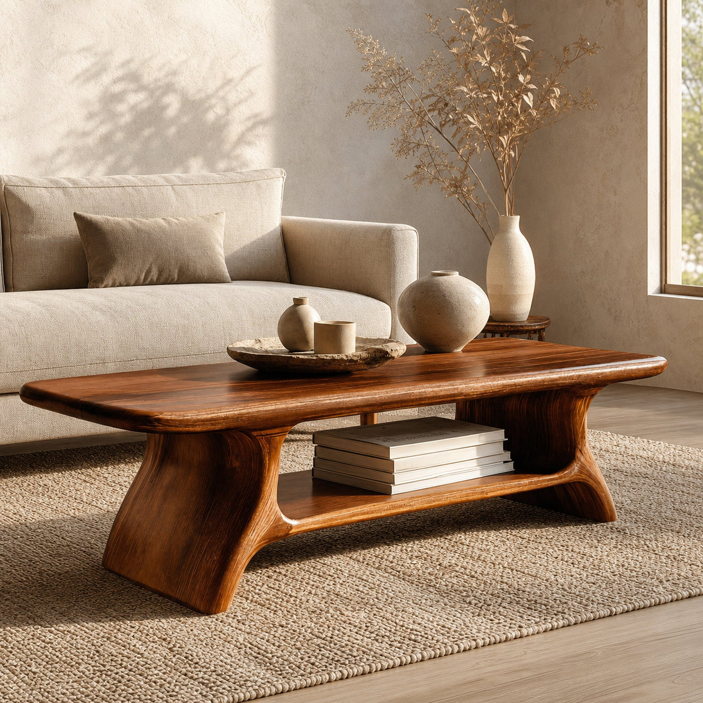 Modern Wooden Coffee Table With Open Shelf For Home Decor - product view 6