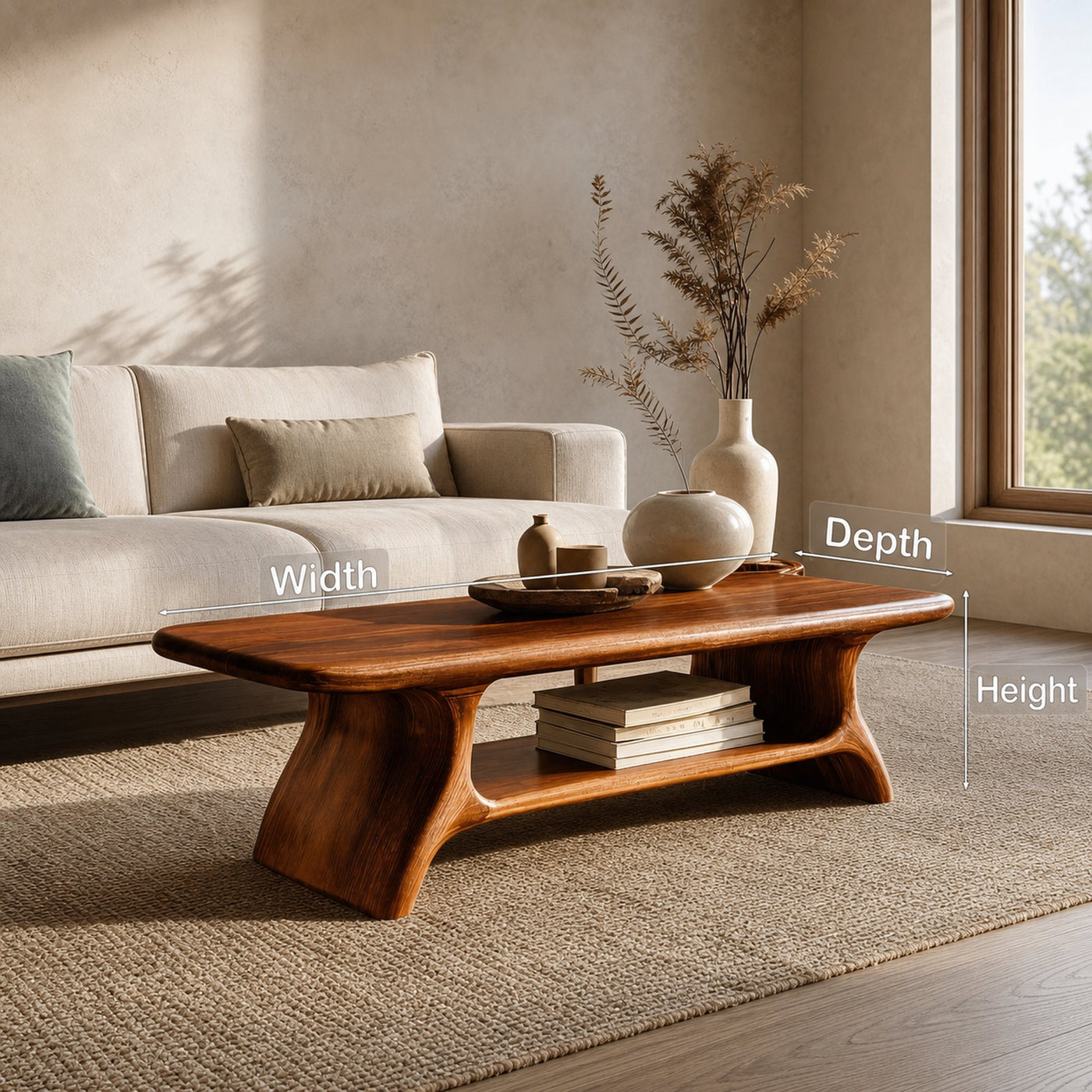 Modern Wooden Coffee Table With Open Shelf For Home Decor - product view 7