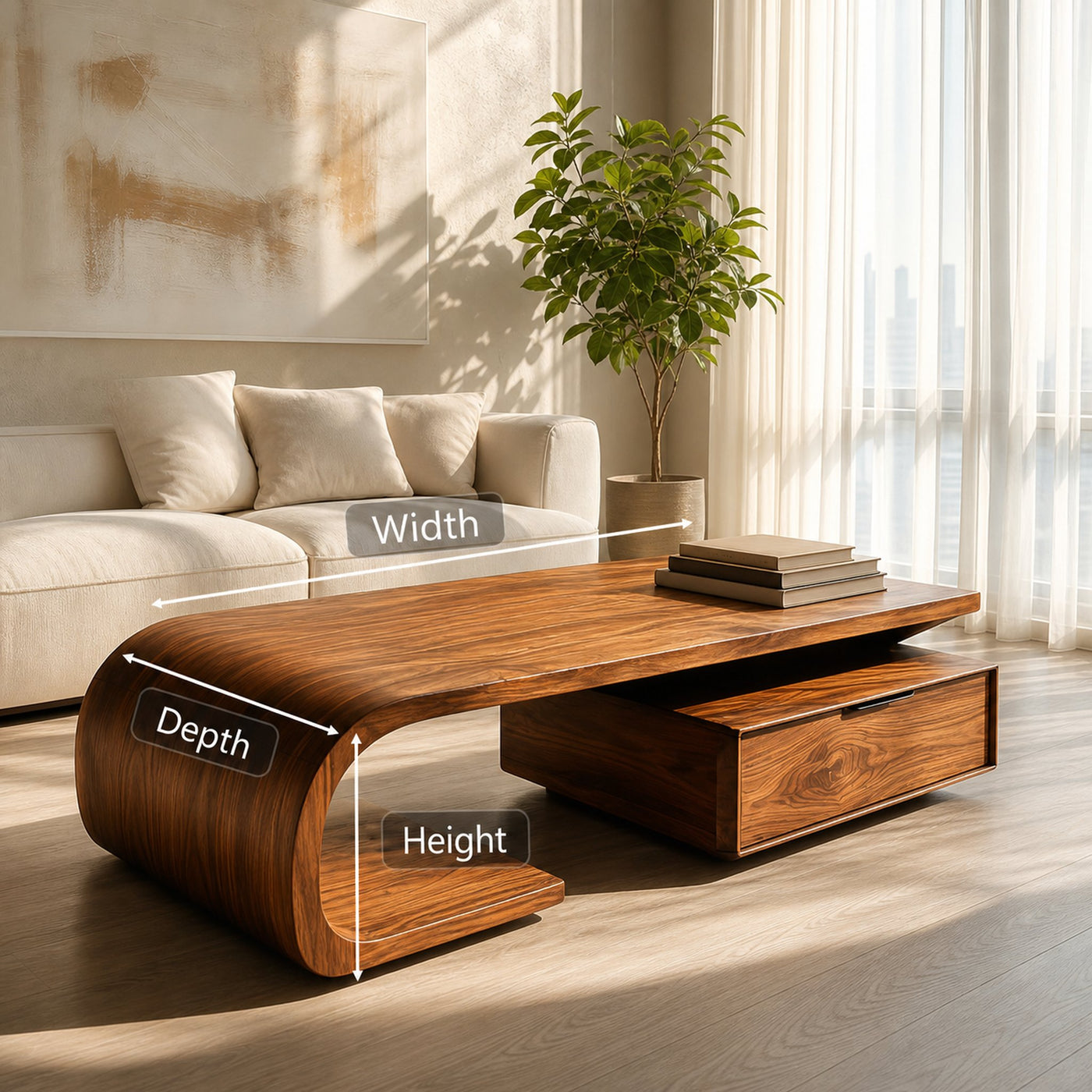 Modern Wooden Coffee Table With Storage Cabinet For Home Interior - product view 8