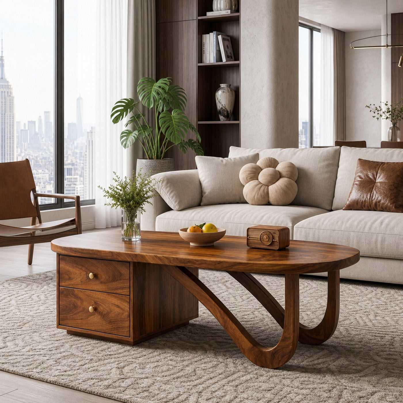 Modern Wooden Coffee Table With Storage Drawer For Living Room - product view 6