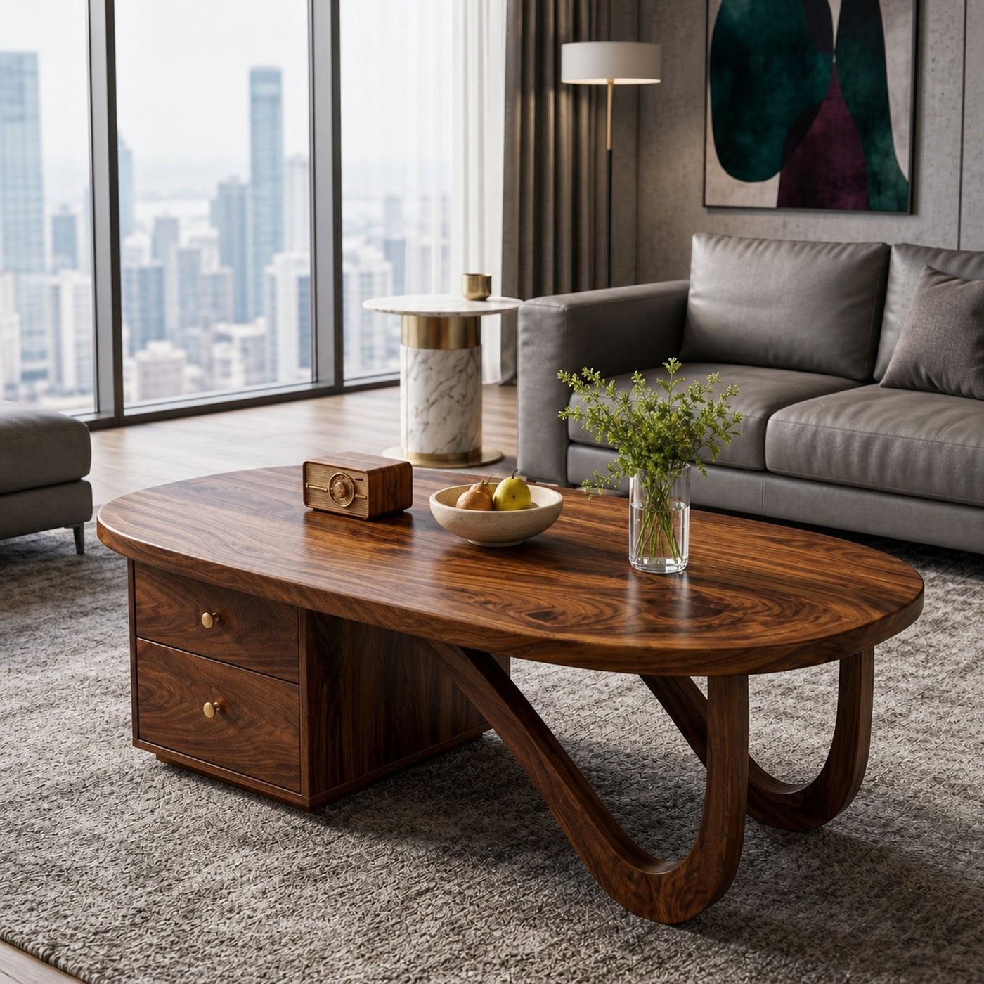 Modern Wooden Coffee Table With Storage Drawer For Living Room - product view 7