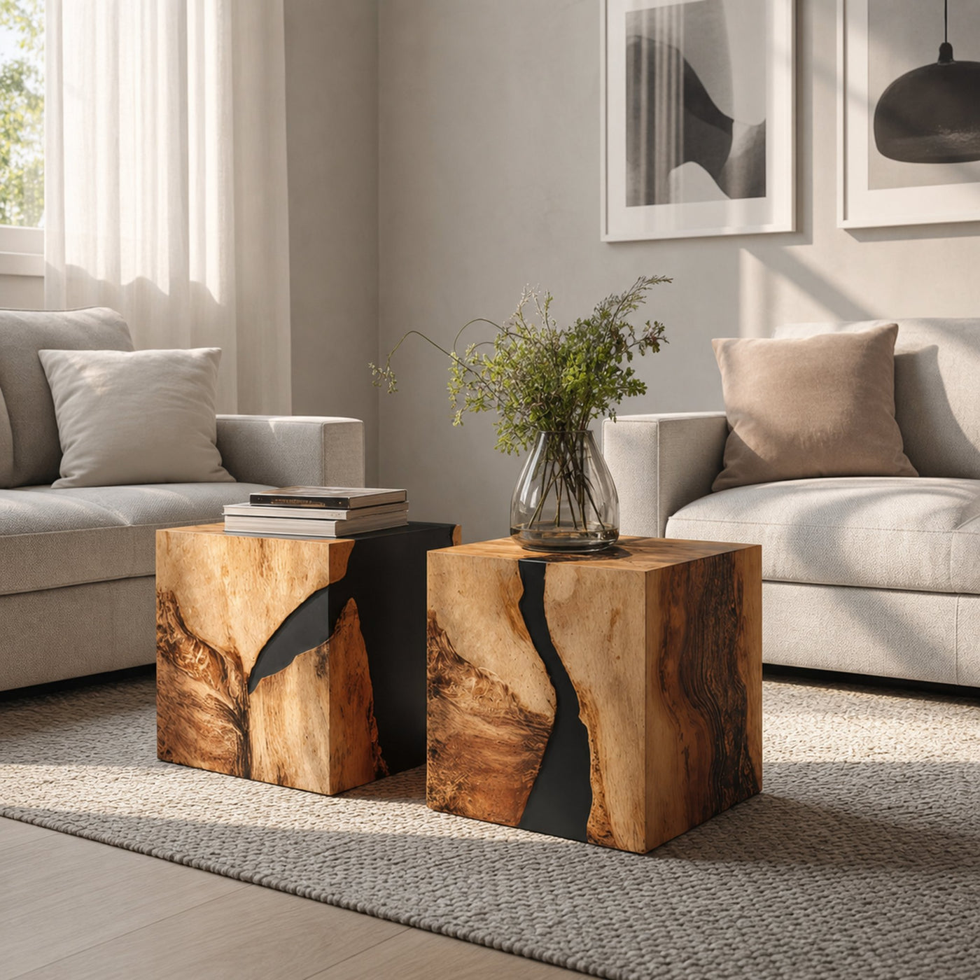 Modern Wooden Cube Coffee Table For Entryway Spaces - product view 6