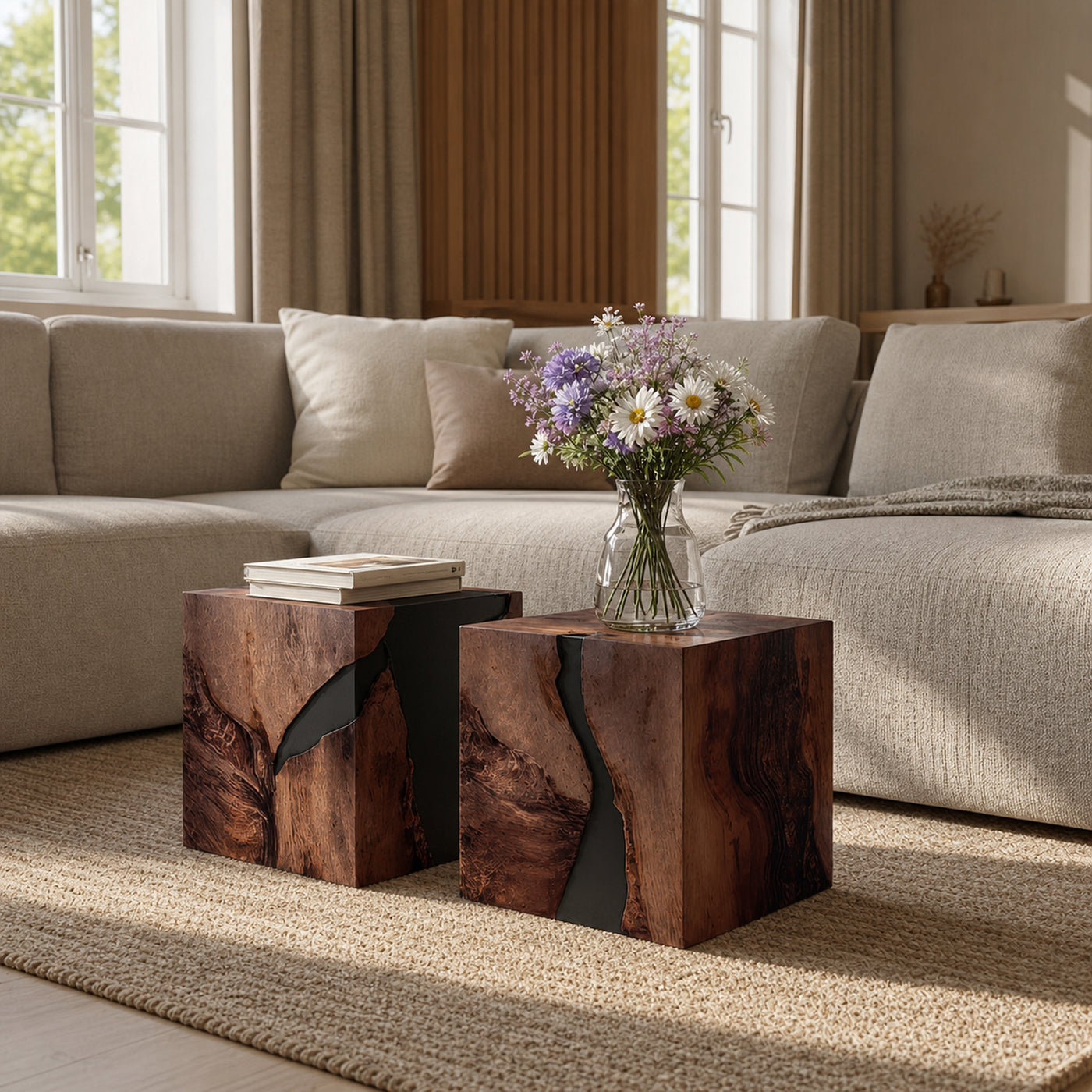 Modern Wooden Cube Coffee Table For Entryway Spaces - product view 7