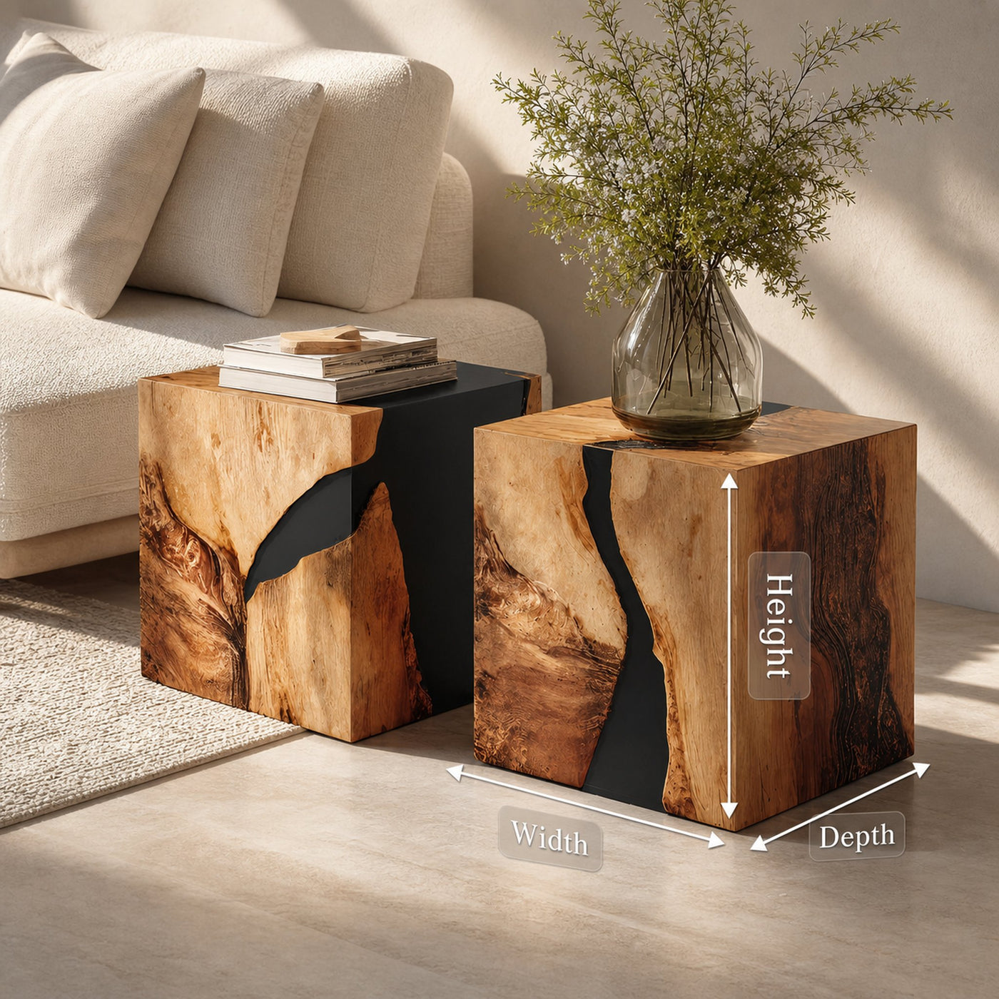 Modern Wooden Cube Coffee Table For Entryway Spaces - product view 8
