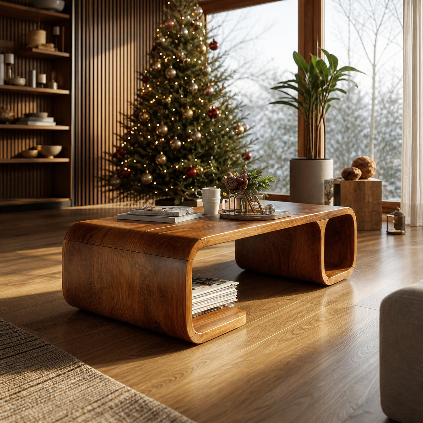 Modern Wooden Live Edge Coffee Table For Christmas Furniture Style