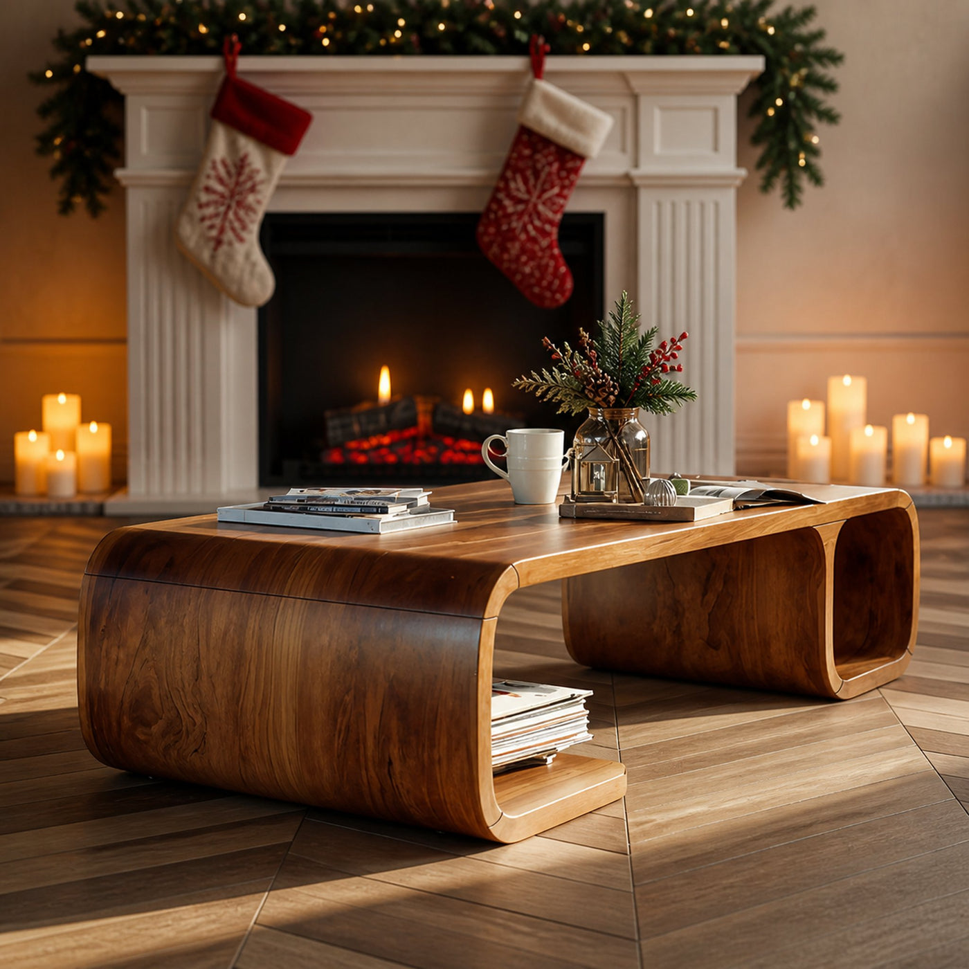 Modern Wooden Live Edge Coffee Table For Christmas Furniture Style - product view 6