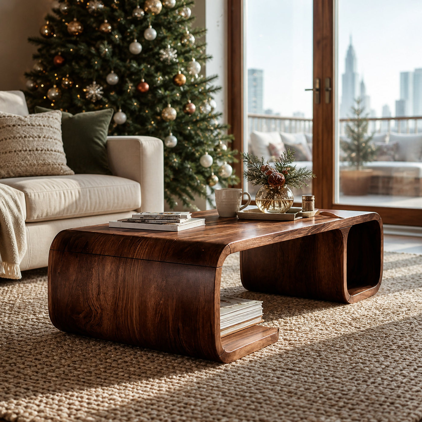 Modern Wooden Live Edge Coffee Table For Christmas Furniture Style - product view 7