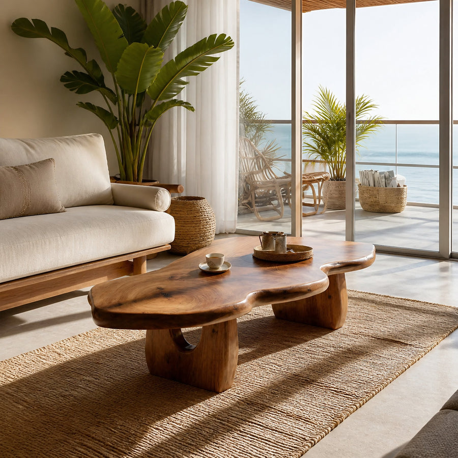 Modern Wooden Live Edge Coffee Table For Furniture Decor