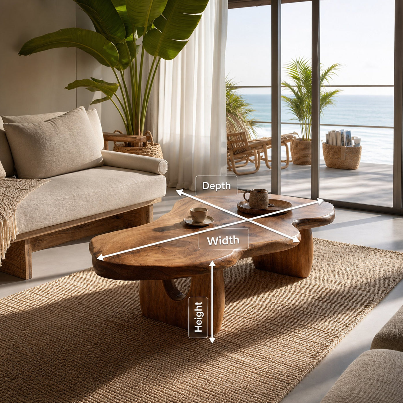 Modern Wooden Live Edge Coffee Table For Furniture Decor - product view 8